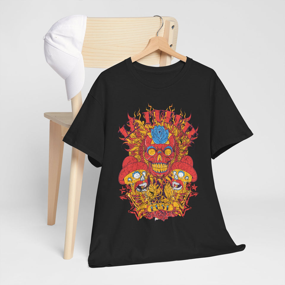 Vibrant Unisex Heavy Cotton Tee - Eye-Catching Skull Design