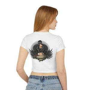 Vintage-Inspired Women's Baby Tee with Bold Graphic Design
