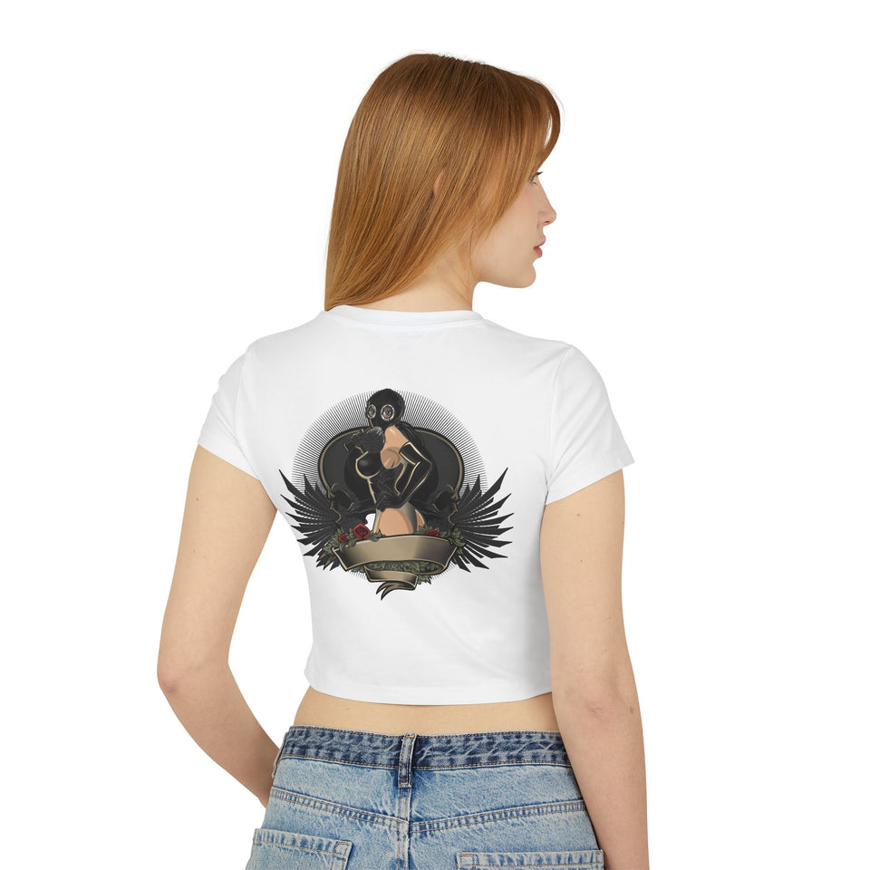 Vintage-Inspired Women's Baby Tee with Bold Graphic Design