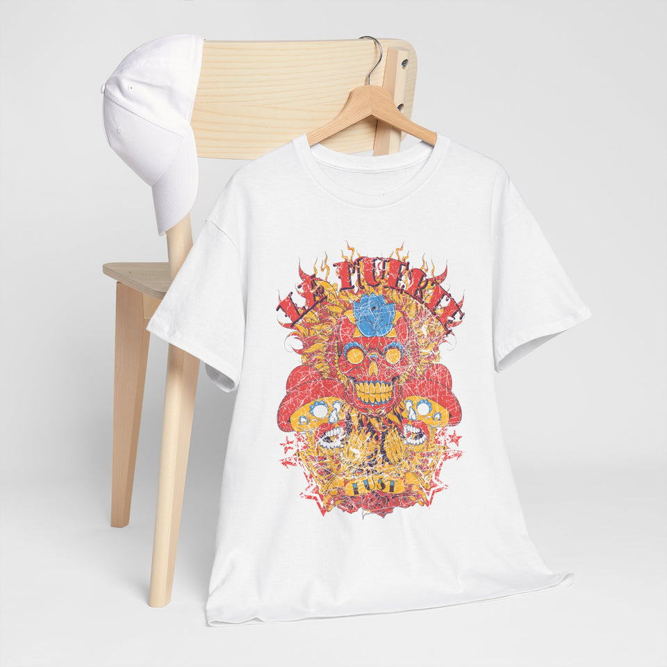 Vibrant Unisex Heavy Cotton Tee - Eye-Catching Skull Design