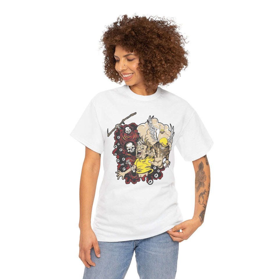 Unisex Heavy Cotton Tee - Vintage Skull & Fantasy Design Shirt