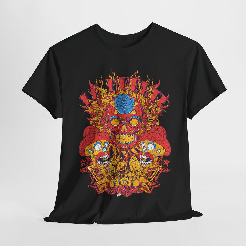 Vibrant Unisex Heavy Cotton Tee - Eye-Catching Skull Design