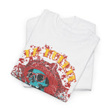 Artistic Unisex Heavy Cotton Tee - Vibrant Skull & Floral Design