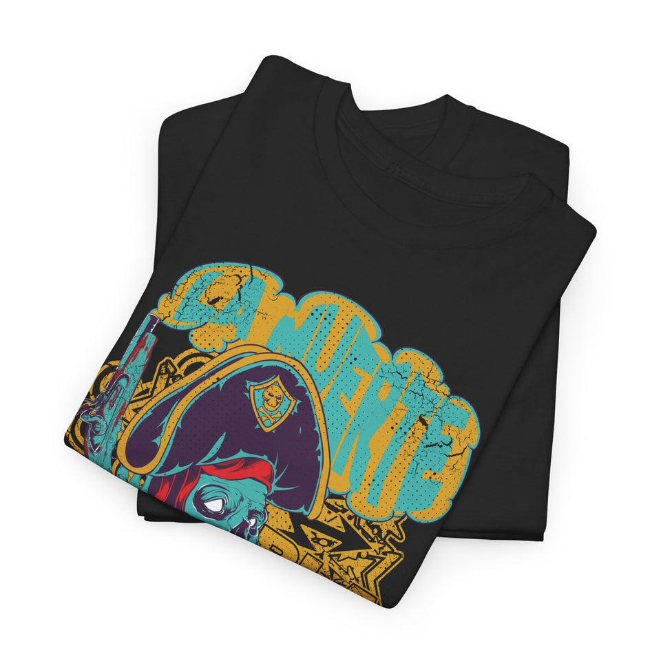 Unisex Heavy Cotton Tee - Pirate Skull & Free Riders Design - Bold Graphic Tee for Motorcycle Enthusiasts