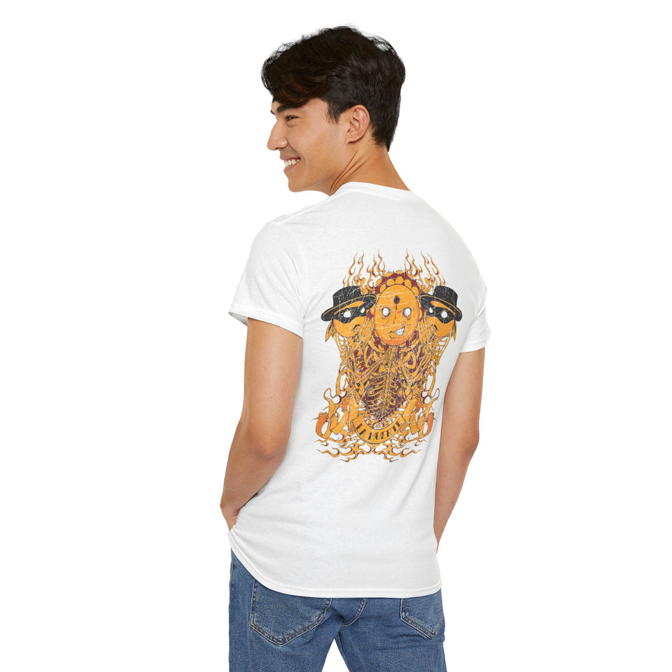 Unisex Heavy Cotton Tee - Psychedelic Skull Graphic Tee for Music Lovers