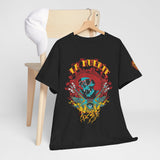 Artistic Unisex Heavy Cotton Tee - Vibrant Skull & Floral Design