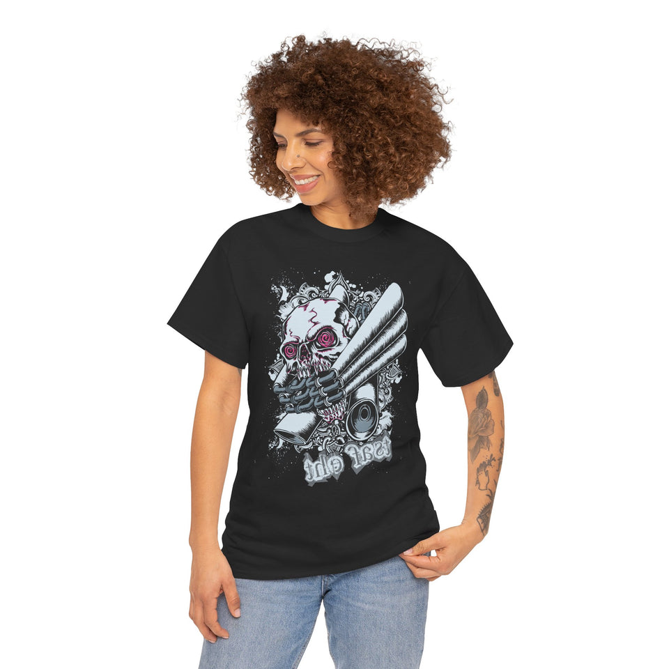 Edgy Graphics Unisex Heavy Cotton Tee - Skull & Rose Design