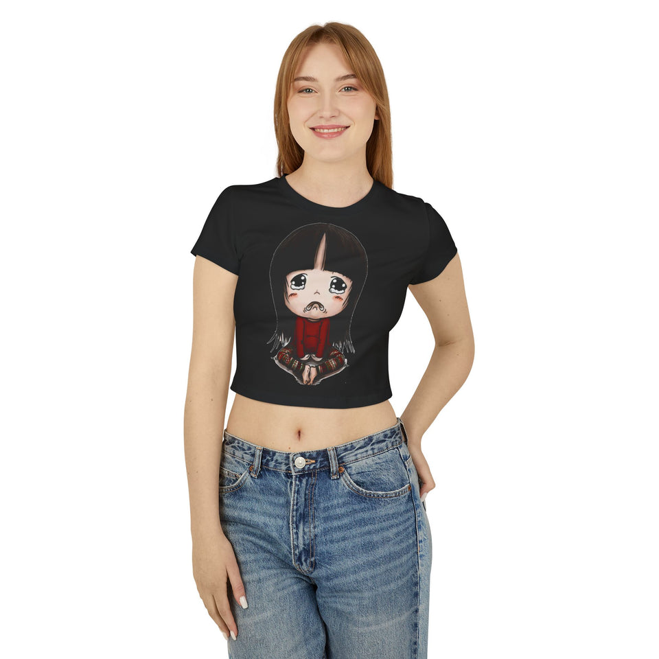 Cute Graphic Women's Baby Tee - Adorable Cartoon Design