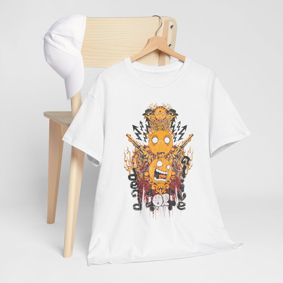 Unisex Heavy Cotton Tee - Vibrant Flame Character Graphic Tee