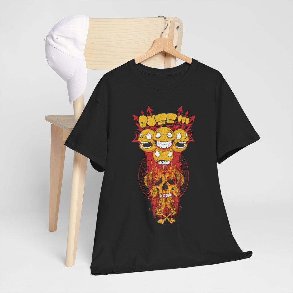 Unisex Heavy Cotton Tee - Psychedelic Skull Graphic Tee for Music Lovers