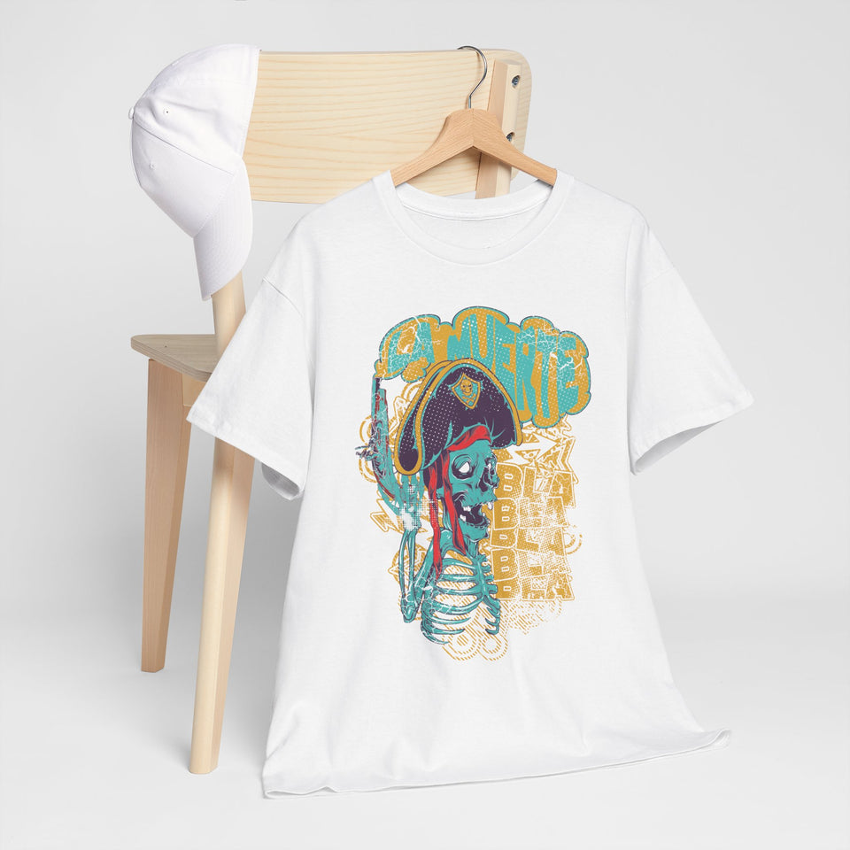 Unisex Heavy Cotton Tee - Pirate Skull & Free Riders Design - Bold Graphic Tee for Motorcycle Enthusiasts