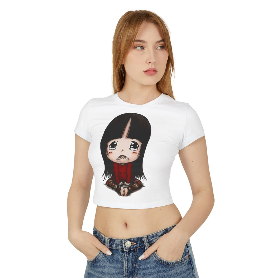 Cute Graphic Women's Baby Tee - Adorable Cartoon Design