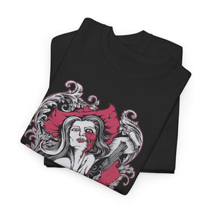 Gothic Graphic Unisex Heavy Cotton Tee - Vintage Style Horror Art
