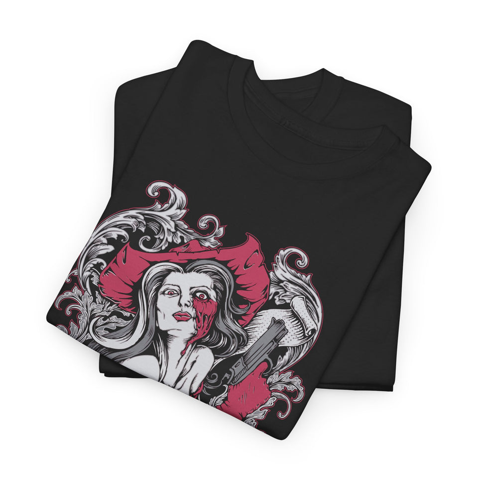 Gothic Graphic Unisex Heavy Cotton Tee - Vintage Style Horror Art