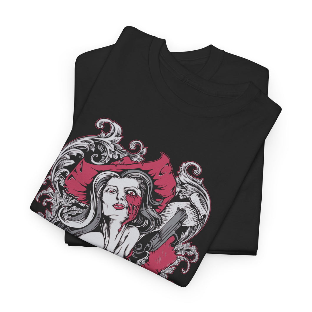 Gothic Graphic Unisex Heavy Cotton Tee - Vintage Style Horror Art