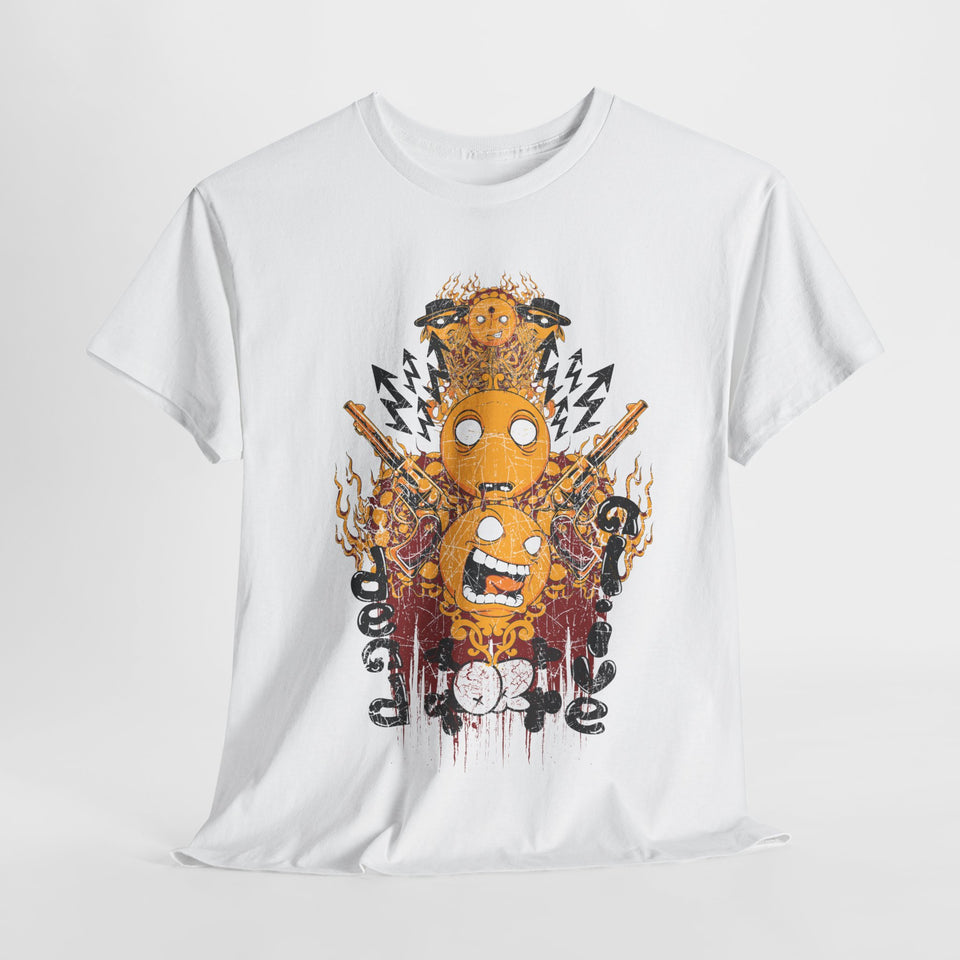 Unisex Heavy Cotton Tee - Vibrant Flame Character Graphic Tee