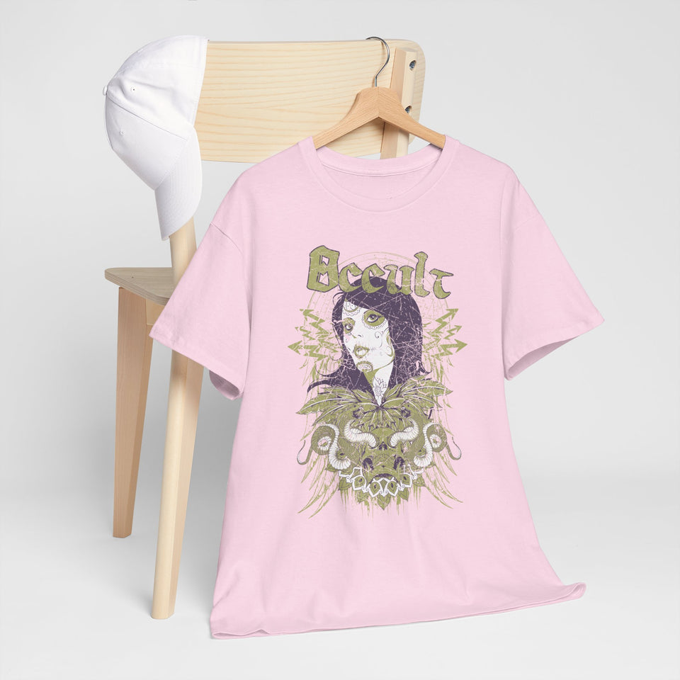 Gothic Occult Heavy Cotton Tee – Unisex Graphic Tee for Edgy Fashion Enthusiasts