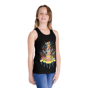 Colorful Celebration Kid's Jersey Tank Top with Fun Cake Design