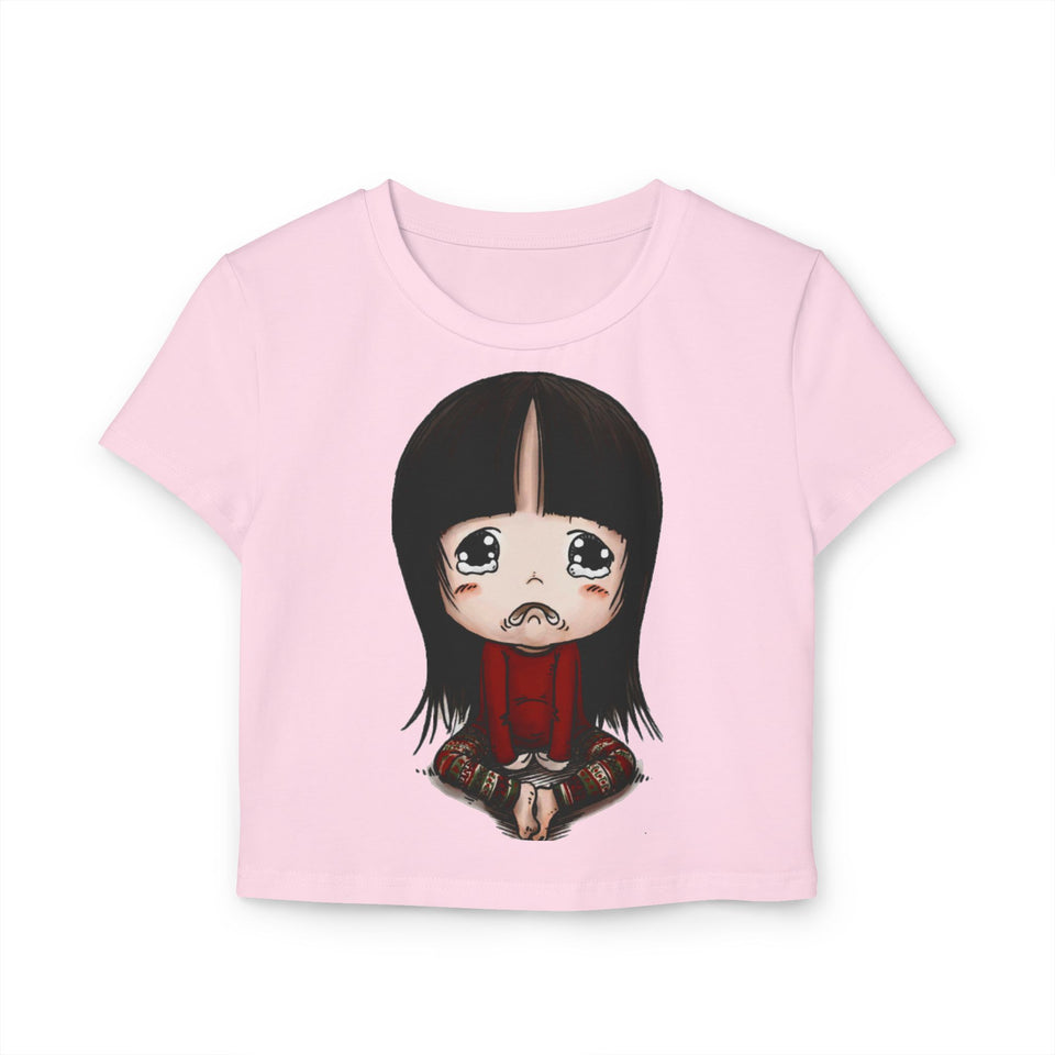 Cute Graphic Women's Baby Tee - Adorable Cartoon Design