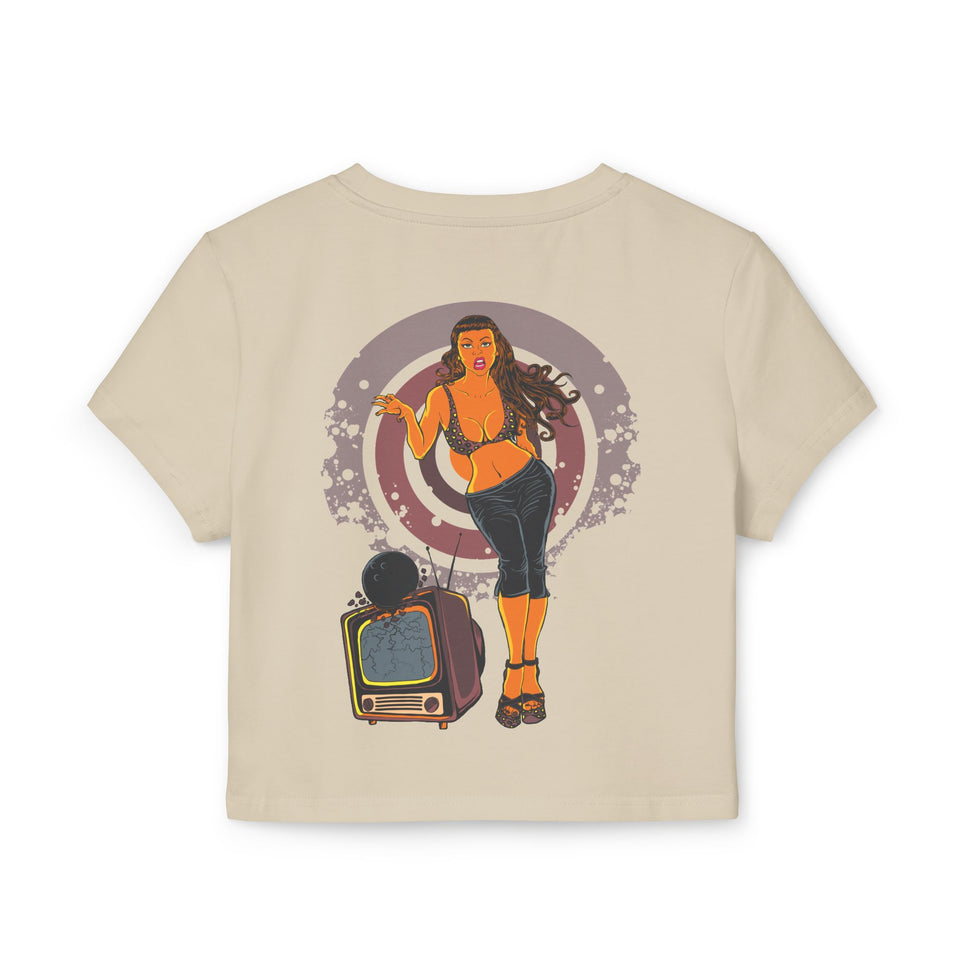 No Looking Allowed Women's Baby Tee - Stylish Graphic Crop Top for Casual Wear