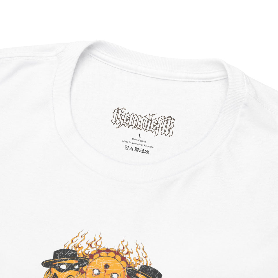 Unisex Heavy Cotton Tee - Vibrant Flame Character Graphic Tee