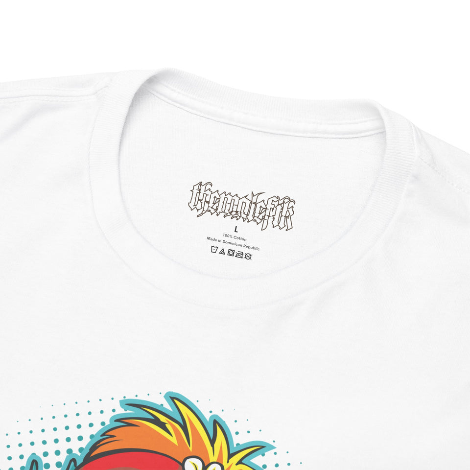 Vibrant Cartoon Pin-Up Tee - Unisex Heavy Cotton T-Shirt for Casual Fun
