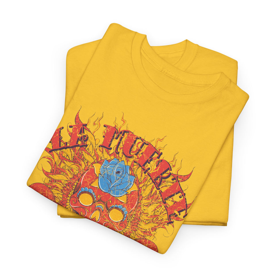 Vibrant Unisex Heavy Cotton Tee - Eye-Catching Skull Design