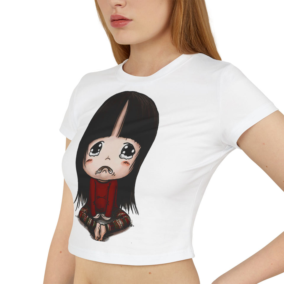 Cute Graphic Women's Baby Tee - Adorable Cartoon Design