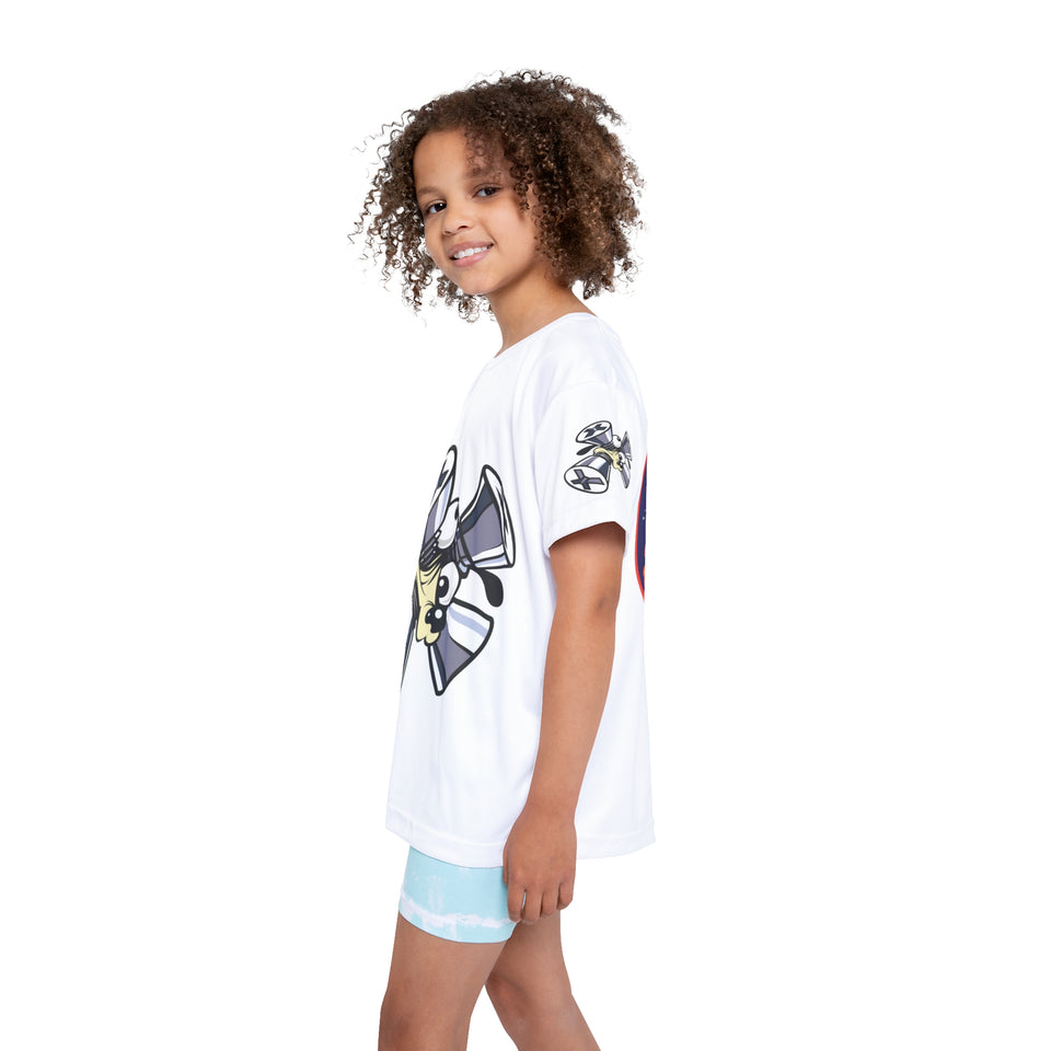 Kids Fun Sports Jersey - Alien Character & Flaming Volleyball Design