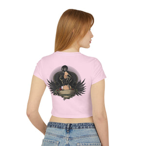 Vintage-Inspired Women's Baby Tee with Bold Graphic Design