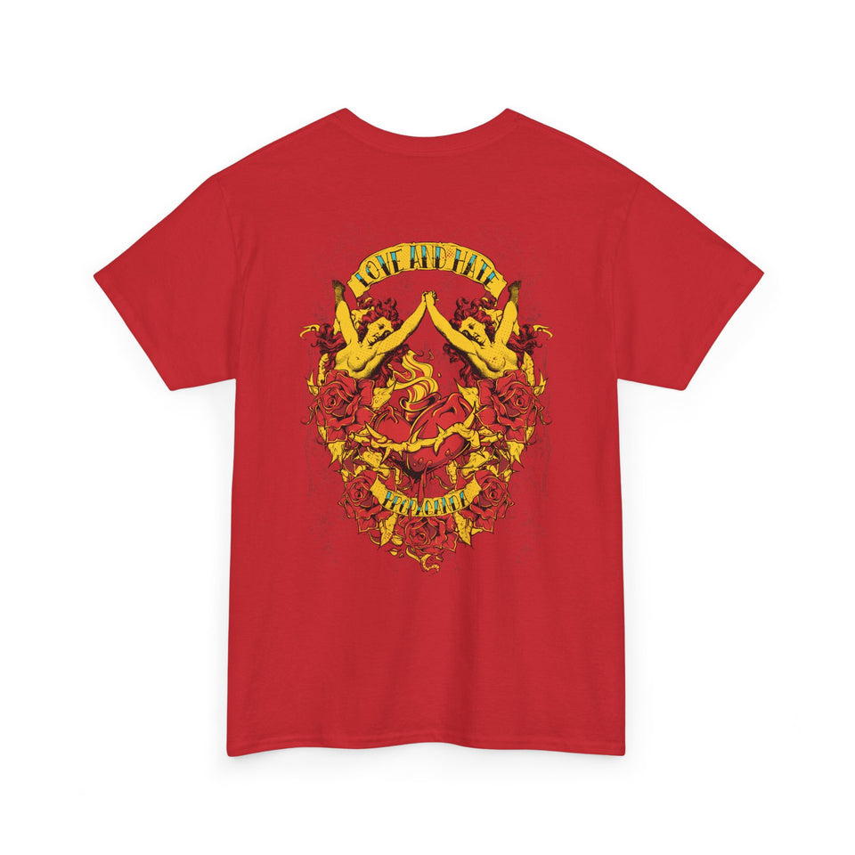 Bold Graphic Unisex Heavy Cotton Tee - Love & Roses Design