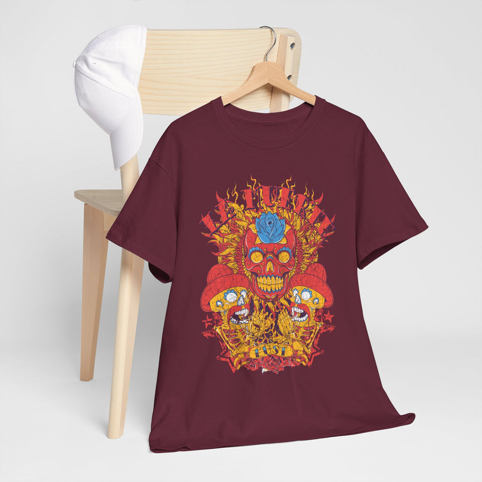 Vibrant Unisex Heavy Cotton Tee - Eye-Catching Skull Design