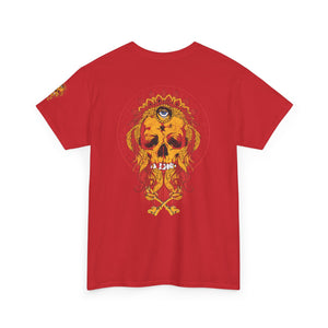 Artistic Unisex Heavy Cotton Tee - Vibrant Skull & Floral Design