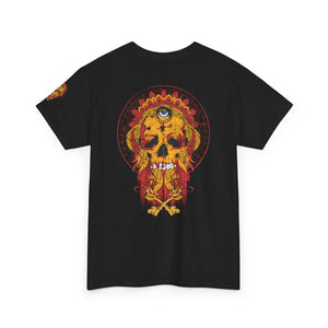 Artistic Unisex Heavy Cotton Tee - Vibrant Skull & Floral Design