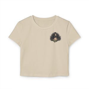 Vintage-Inspired Women's Baby Tee with Bold Graphic Design