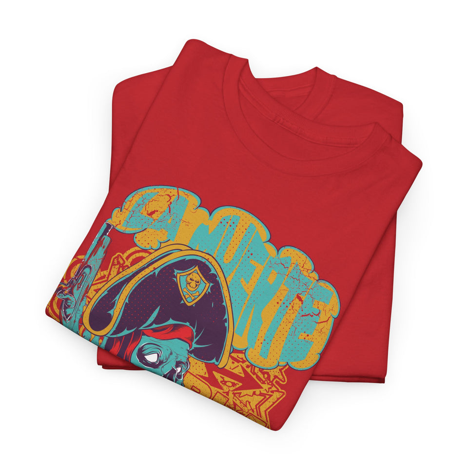 Unisex Heavy Cotton Tee - Pirate Skull & Free Riders Design - Bold Graphic Tee for Motorcycle Enthusiasts