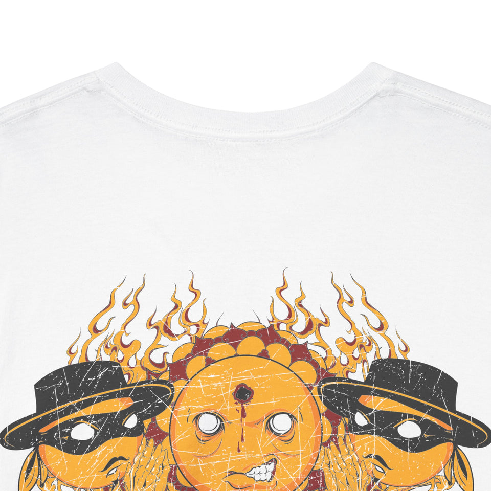 Unisex Heavy Cotton Tee - Vibrant Flame Character Graphic Tee