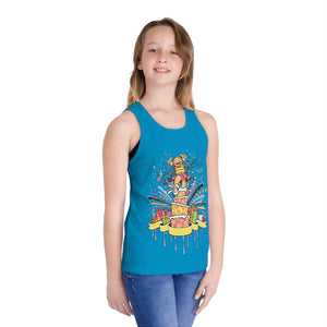 Colorful Celebration Kid's Jersey Tank Top with Fun Cake Design