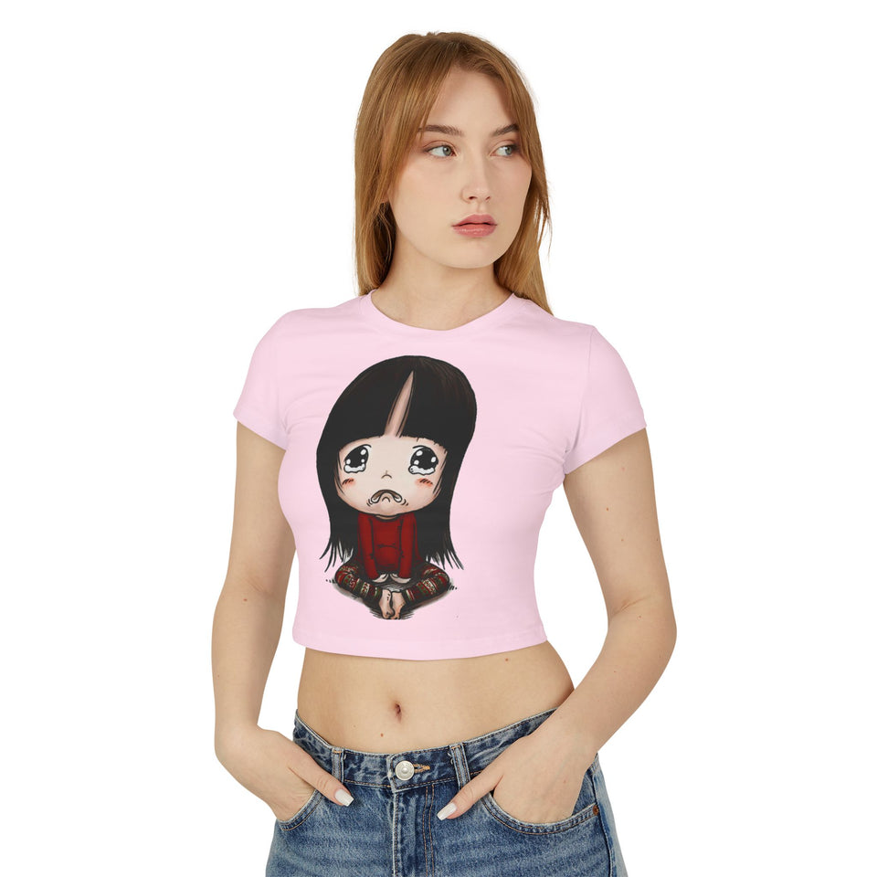 Cute Graphic Women's Baby Tee - Adorable Cartoon Design