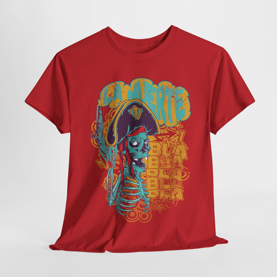 Unisex Heavy Cotton Tee - Pirate Skull & Free Riders Design - Bold Graphic Tee for Motorcycle Enthusiasts