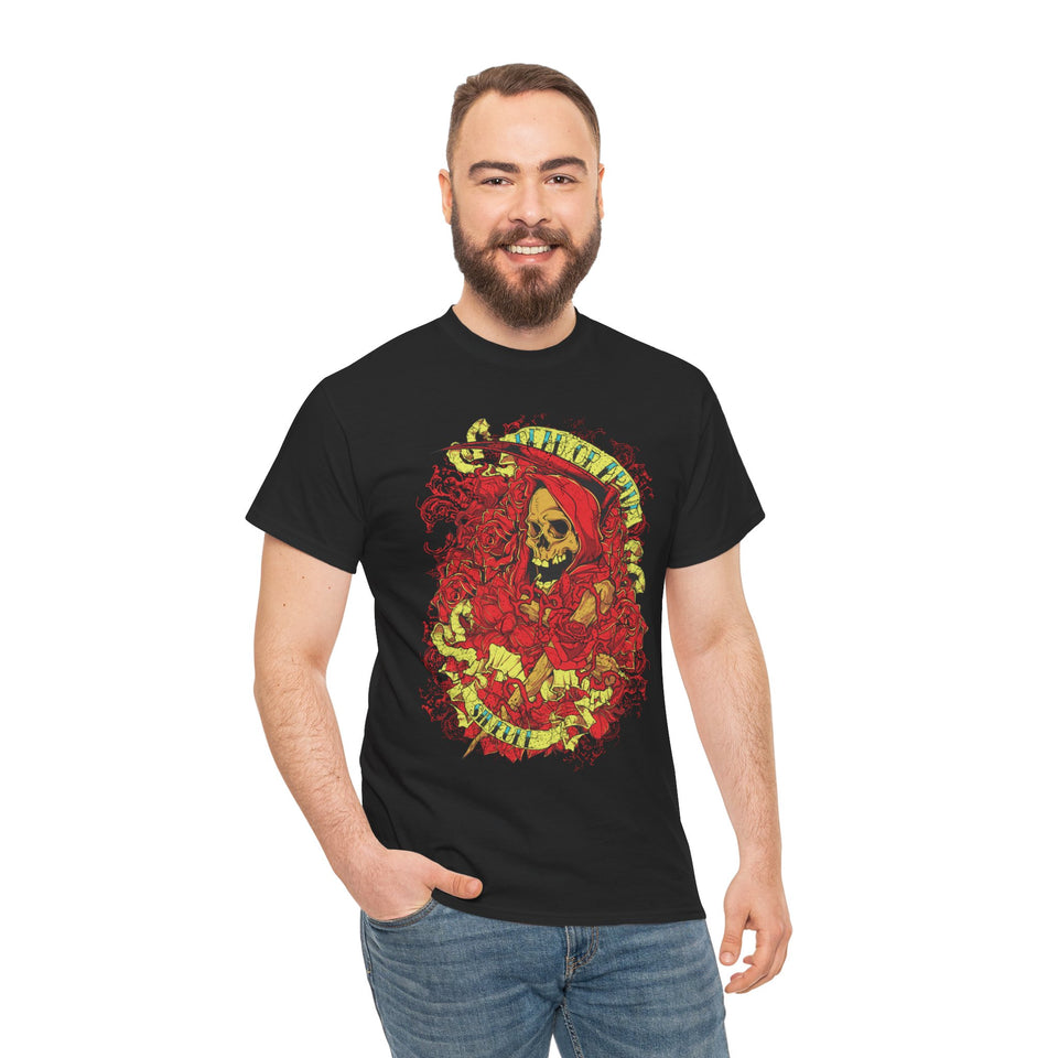 Unisex Heavy Cotton Tee - Skull & Heart Design, Edgy Graphic Tee for Casual Wear