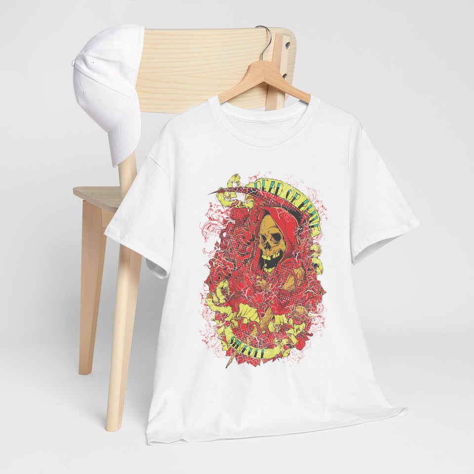 Unisex Heavy Cotton Tee - Skull & Heart Design, Edgy Graphic Tee for Casual Wear