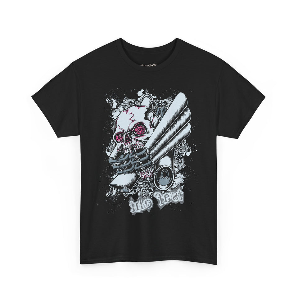 Edgy Graphics Unisex Heavy Cotton Tee - Skull & Rose Design