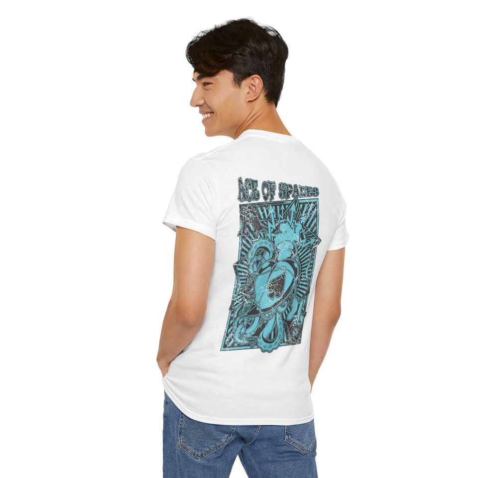 Unisex Heavy Cotton Tee - Skull & Heart Design, Edgy Graphic Tee for Casual Wear