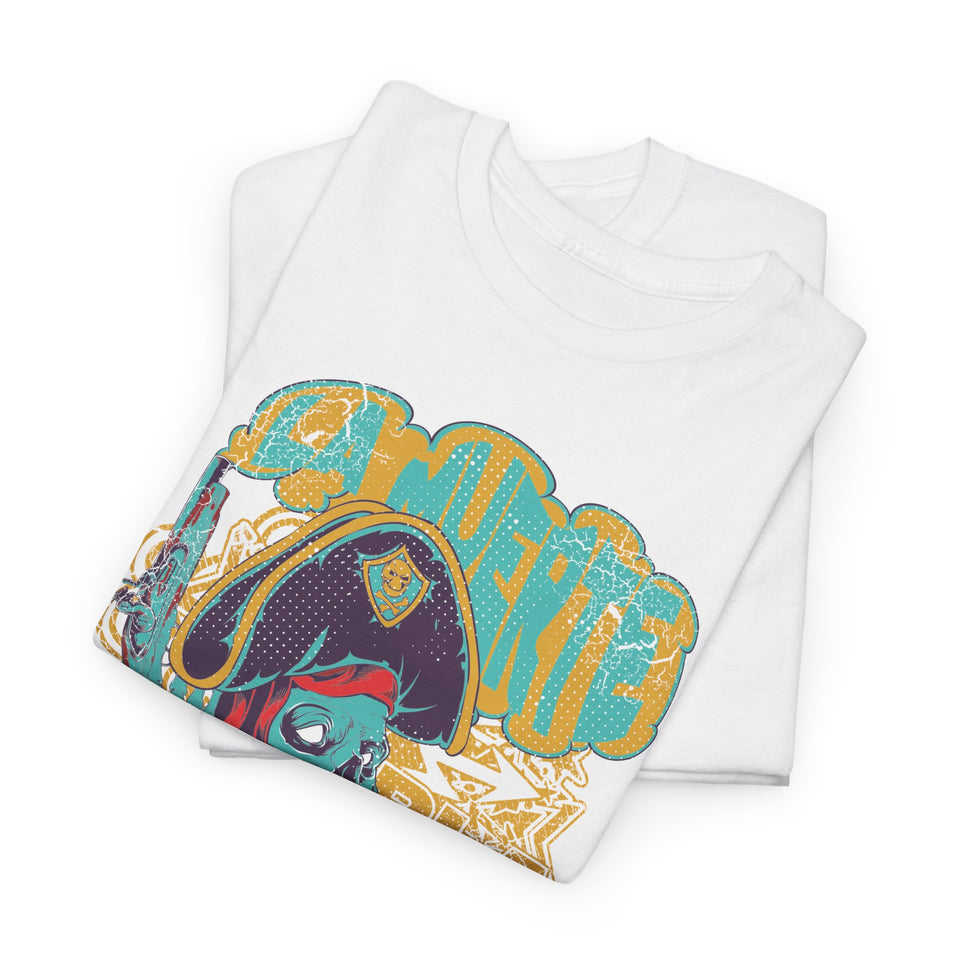 Unisex Heavy Cotton Tee - Pirate Skull & Free Riders Design - Bold Graphic Tee for Motorcycle Enthusiasts