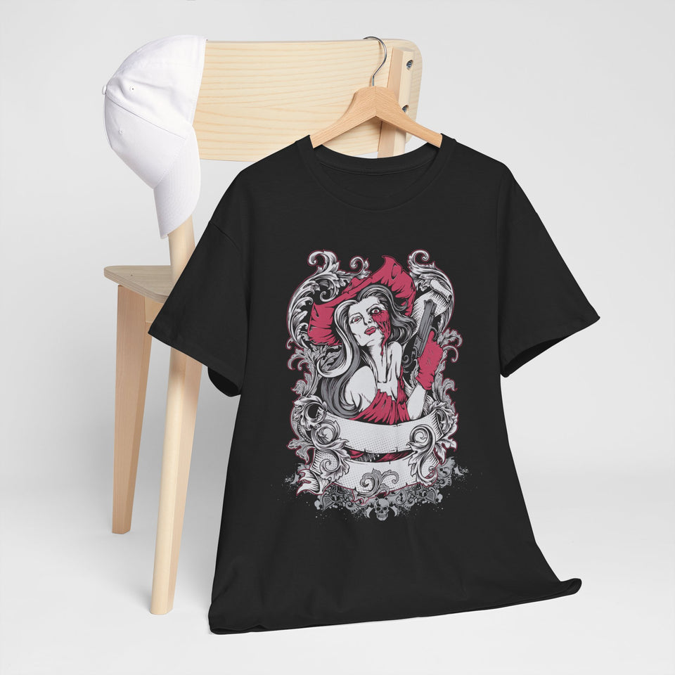 Gothic Graphic Unisex Heavy Cotton Tee - Vintage Style Horror Art