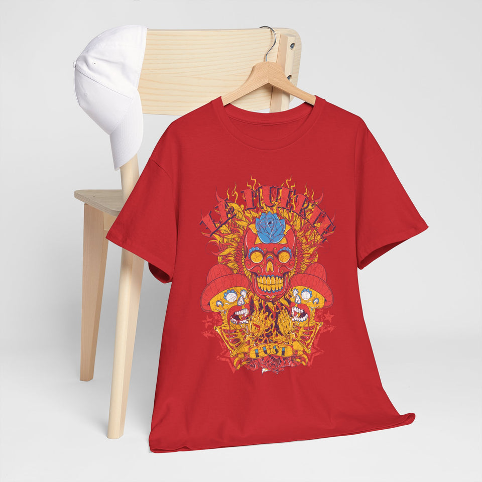 Vibrant Unisex Heavy Cotton Tee - Eye-Catching Skull Design