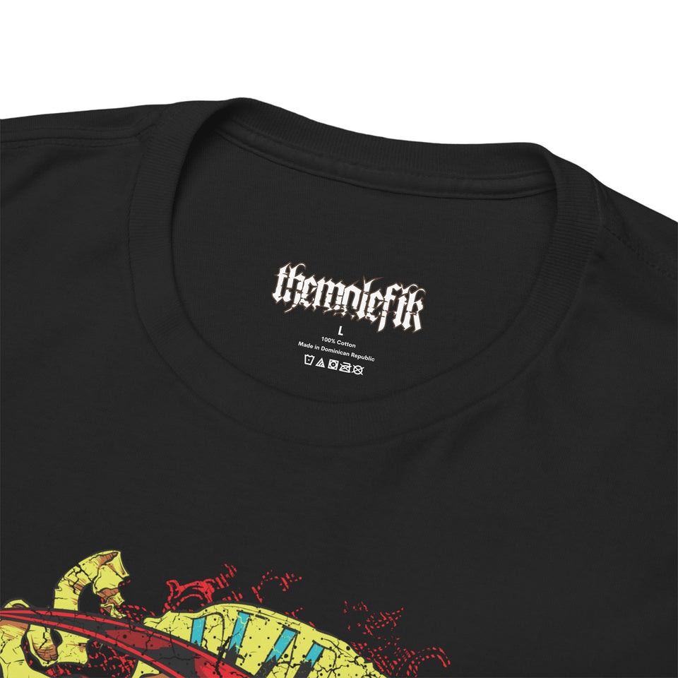 Unisex Heavy Cotton Tee - Skull & Heart Design, Edgy Graphic Tee for Casual Wear