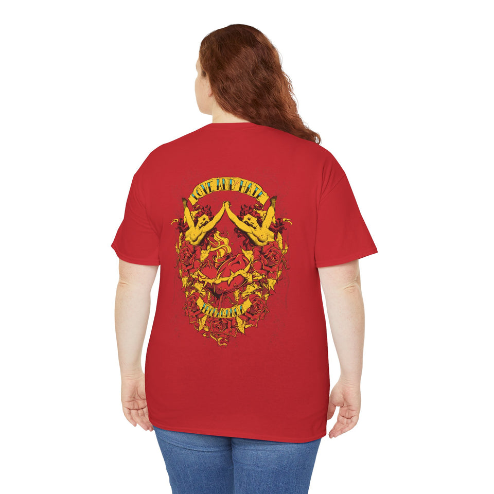Bold Graphic Unisex Heavy Cotton Tee - Love & Roses Design