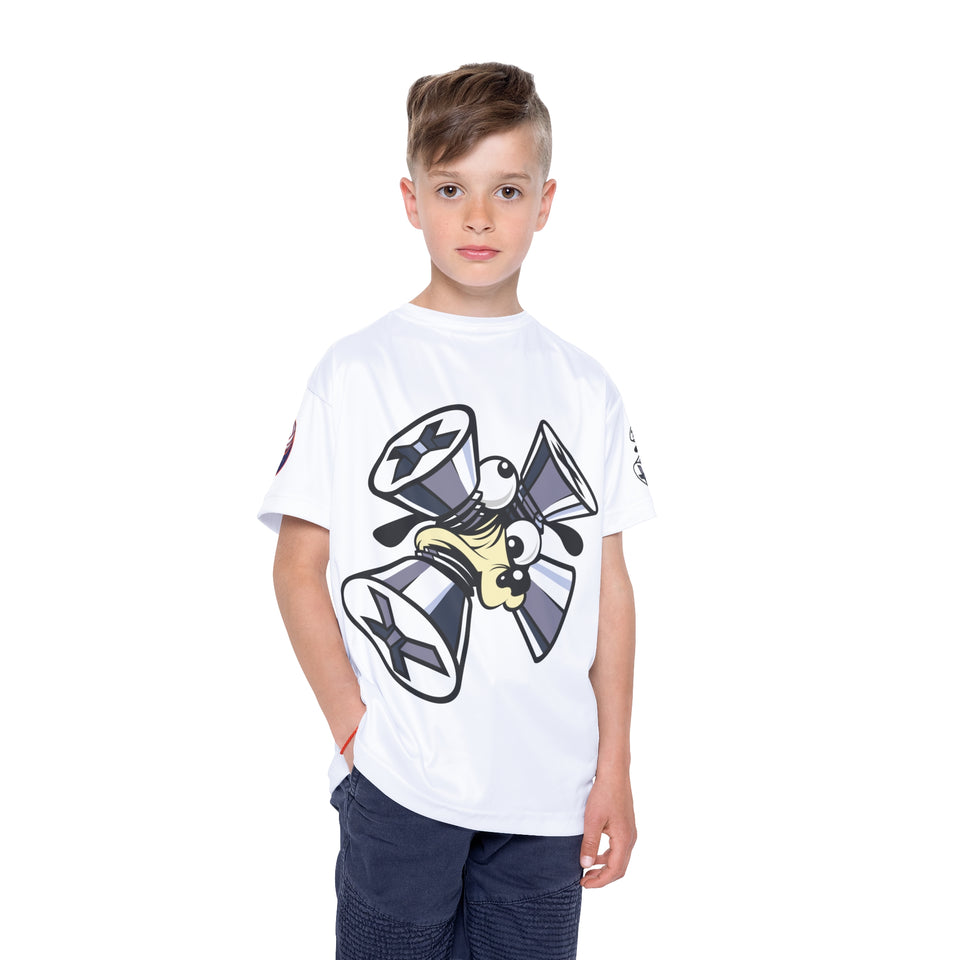Kids Fun Sports Jersey - Alien Character & Flaming Volleyball Design
